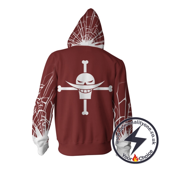 One Piece White Beard Zip Up Hoodie Jacket